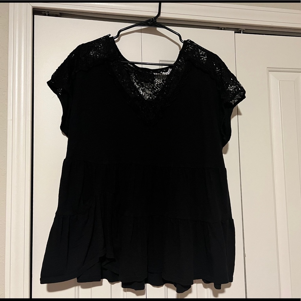 Torrid Black Top with Lace-Insert
